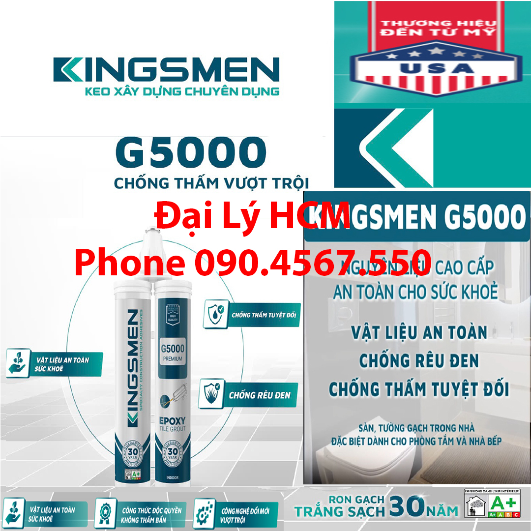Keo Ron Gạch Epoxy G5000 - Dành cho nhà tắm, bếp  - Thế Hệ Mới Kingsmen. RON GẠCH TRẮNG SẠCH 30 NĂM - Keo Ron gạch 2 thành phần