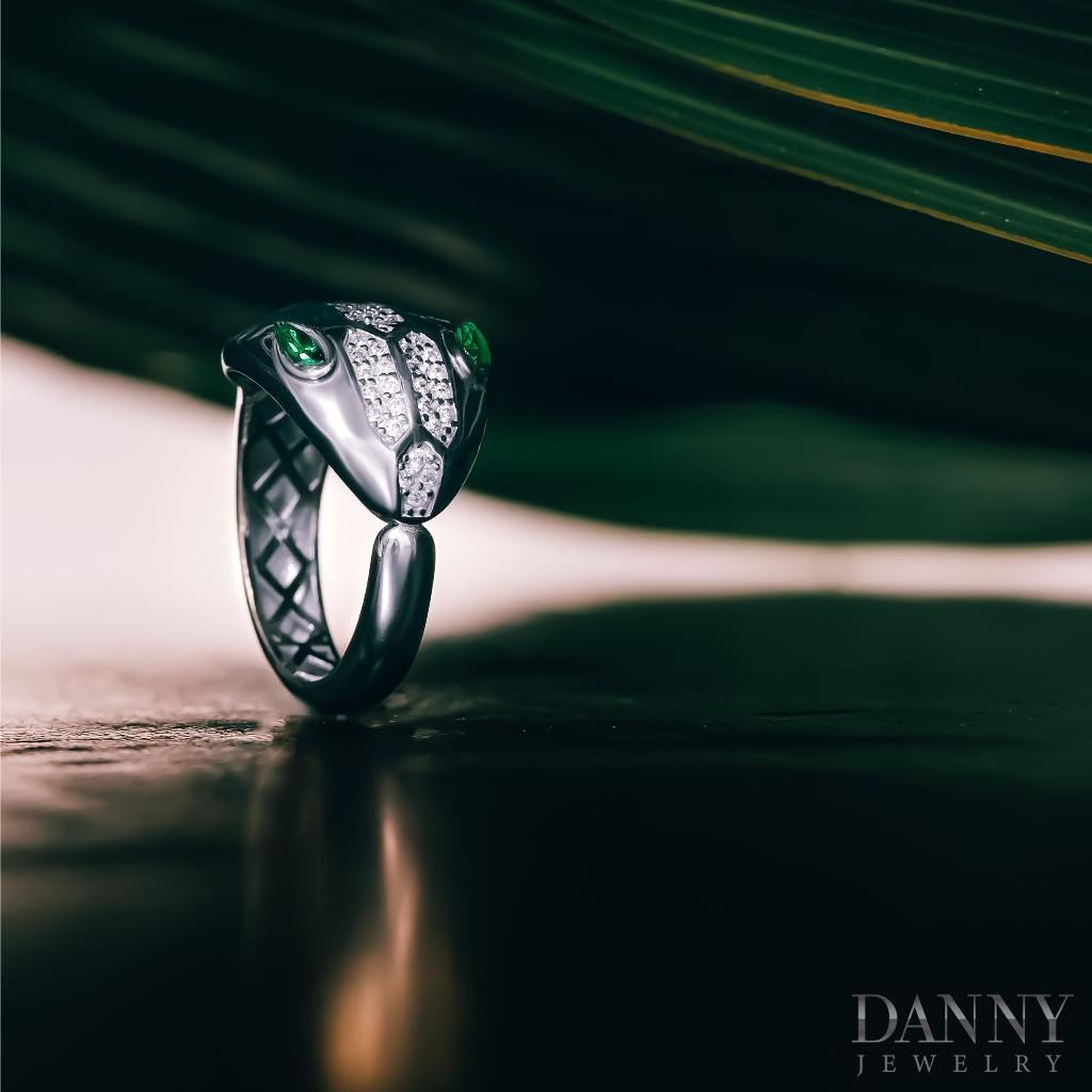 Nhẫn Danny Jewelry Bạc Thổ Nhĩ Kỳ Xi Rhodium Đính Đá CZ &amp; Đá Zircon Biểu Tượng Rắn N0006TNK (Free Size)