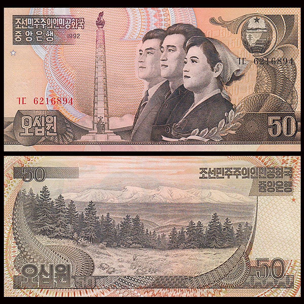 Sưu tầm tiền xưa 50 Won Bắc Triều Tiên 1992 , tiền châu Á , Mới 100% UNC, sưu tầm
