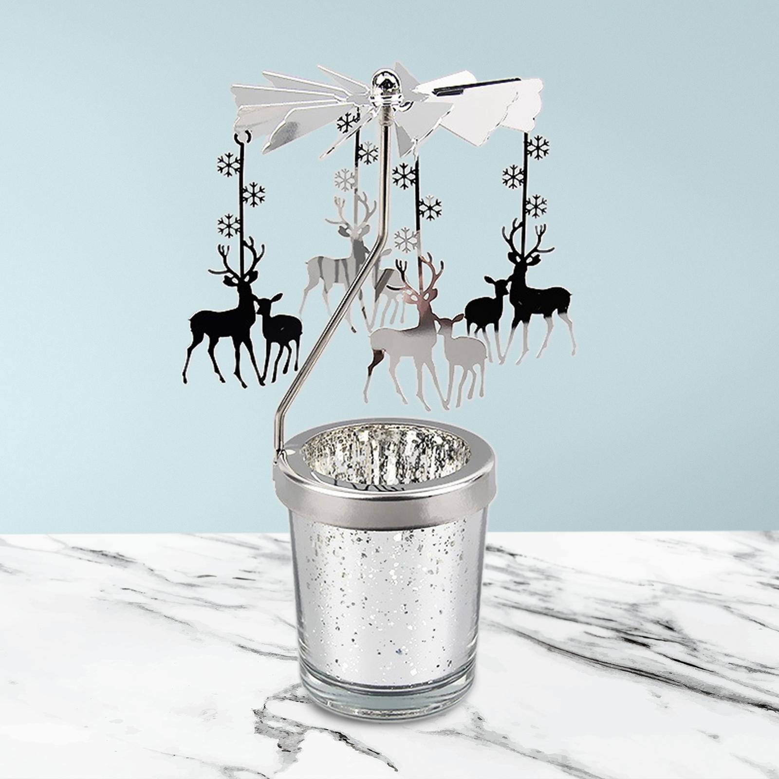 2Pcs Romantic Rotating Candle Holder Tea Light Candle Holder for Table