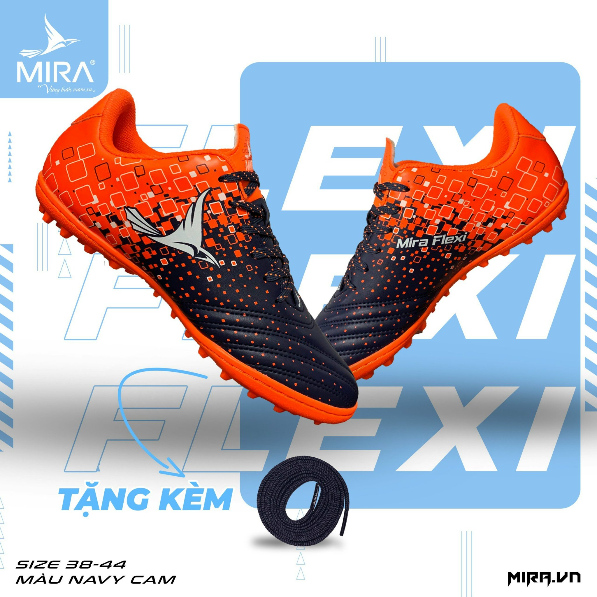 Giày đá bóng, đá banh chính hãng Mira Flexi đế TF may full đế Merci sport