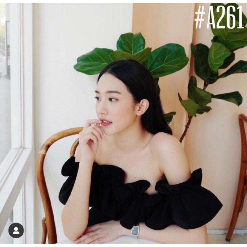 Áo trễ vai nhún bèo có 2 màu FREESIZE