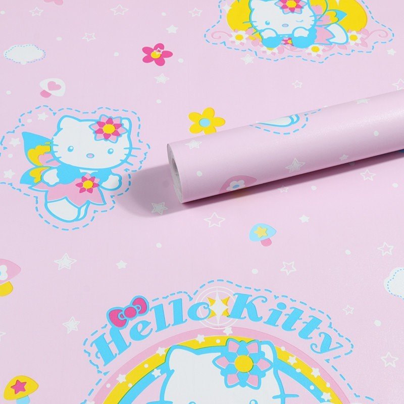 Combo Cuộn 10 Mét Dài Decal dán tường kitty cầu vòng khổ 45cm có keo sẵn