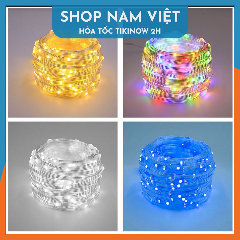 [Nguồn 220V] Đèn Led Đom Đóm Hạt Gạo Chống Nước Trang Trí Ngoài Trời, 8 Chế Độ Nháy