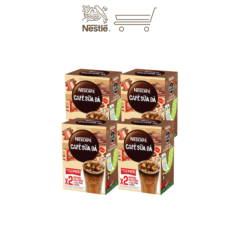 Combo 4 hộp cà phê hòa tan Nescafé 3in1 cà phê sữa đá (Hộp 10 gói x 24g)