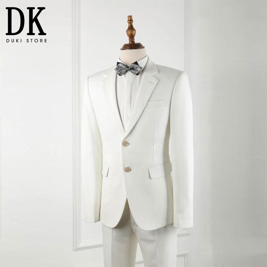 Bộ vest nam 2 cúc màu trắng lịch lãm - DUKI STORE