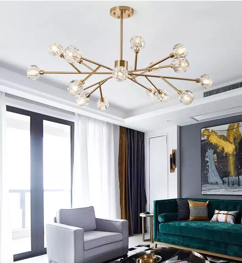 Đèn chùm pha lê bộ bộ 15 bóng cao cấp thiết kế cành cây độc đáo trang trí phòng khách, nhà hàng, quán cafe DY3002