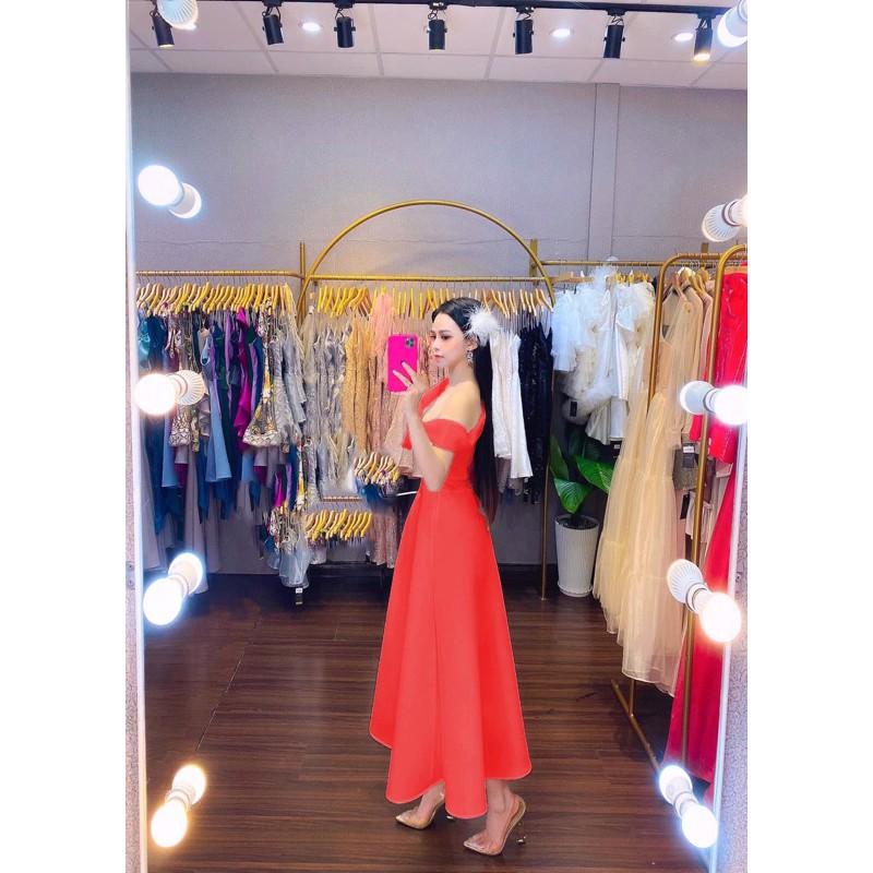 ĐẦM XOÈ LỆCH VAI KẾT HOA NGỰC - CÓ SIZE M/L ĐẾN 57KG - MS257VMM MM