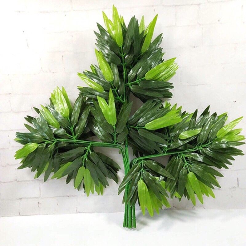 Lá tre giả – Dài và rộng 60 cm – Cành gồm 03 nhánh – Lá nhựa, thân nhựa lõi kẽm – Cây giả, hoa lụa trang trí decor
