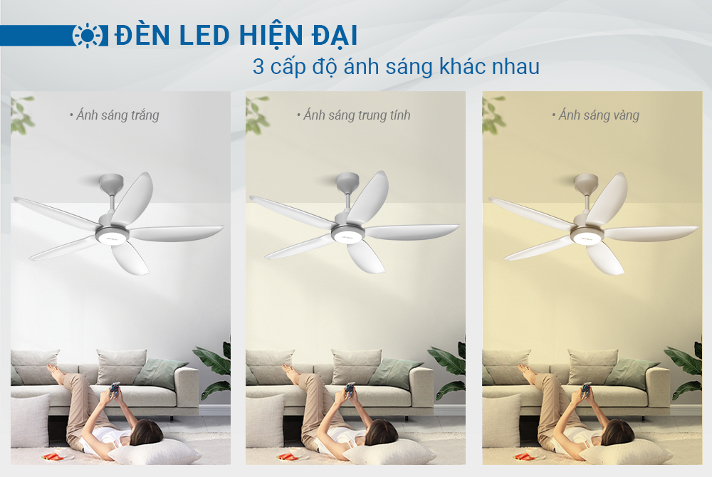 Quạt Trần Sunhouse Apex 5 cánh APF-7662 APF-7663, công suất 57W, cánh quạt sải rộng, điều khiển từ xa, Hàng chính hãng