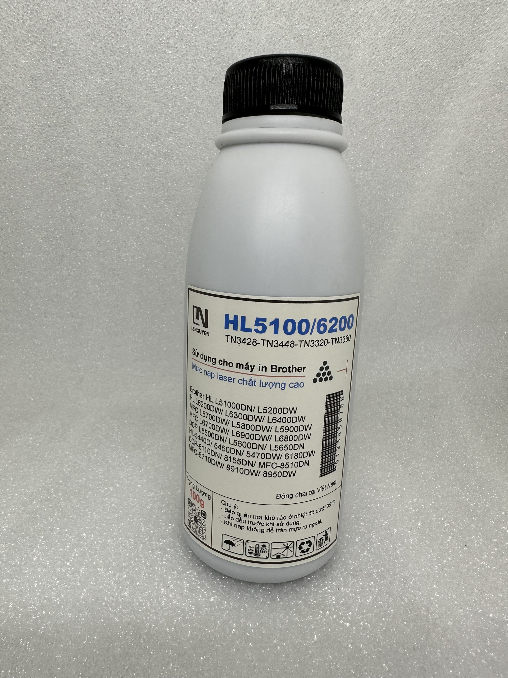 Mực Nạp LN HL 5100-6200 Dùng cho hộp mực máy in Brother TN3448, 3428, 3350, HL L5100dn, L6200dw, L6400dw, L5700dn, L5900dw, L6900dw trọng lượng 100G - Hàng chính hãng