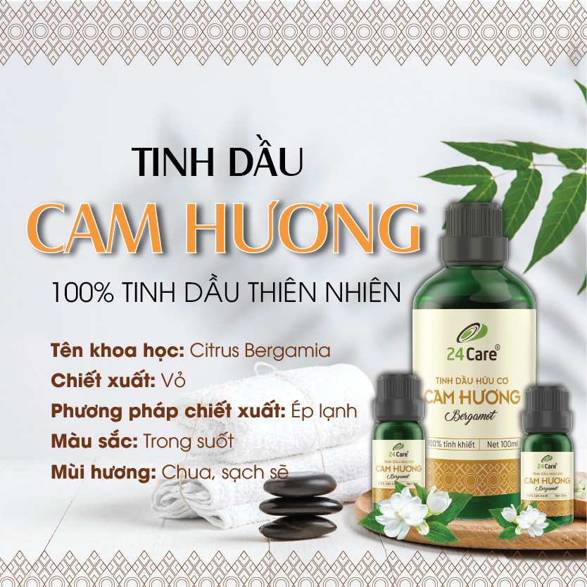 Tinh dầu Cam Hương 24Care 100ML - Chiết xuất thiên nhiên, mùi hương ngọt dịu, giảm căng thẳng, cho giấc ngủ ngon.