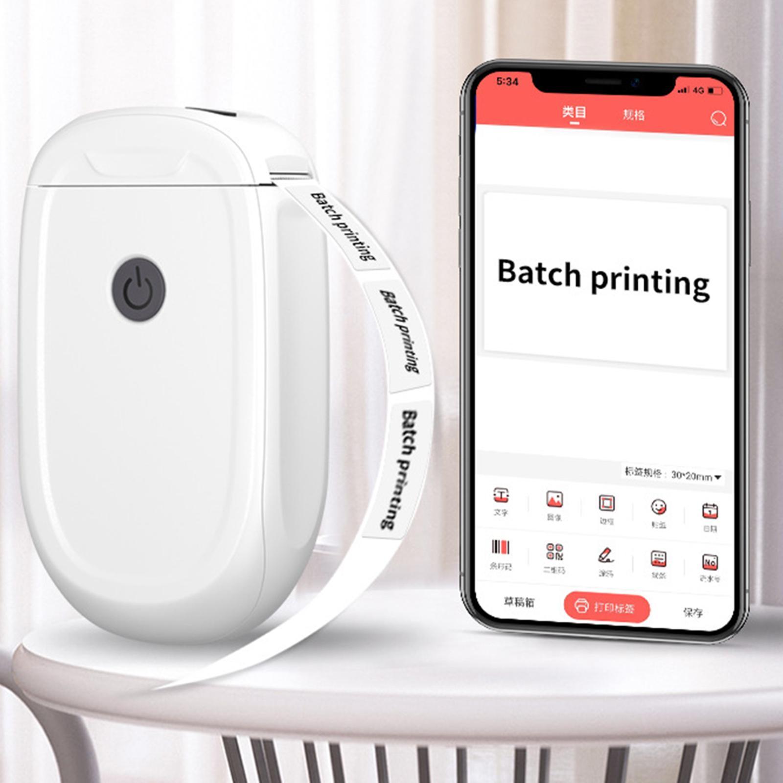 Thermal Label Printer Mini Small Portable Label Printer High Speed Printing Compatible with Print Commands Set, Easy to Setup