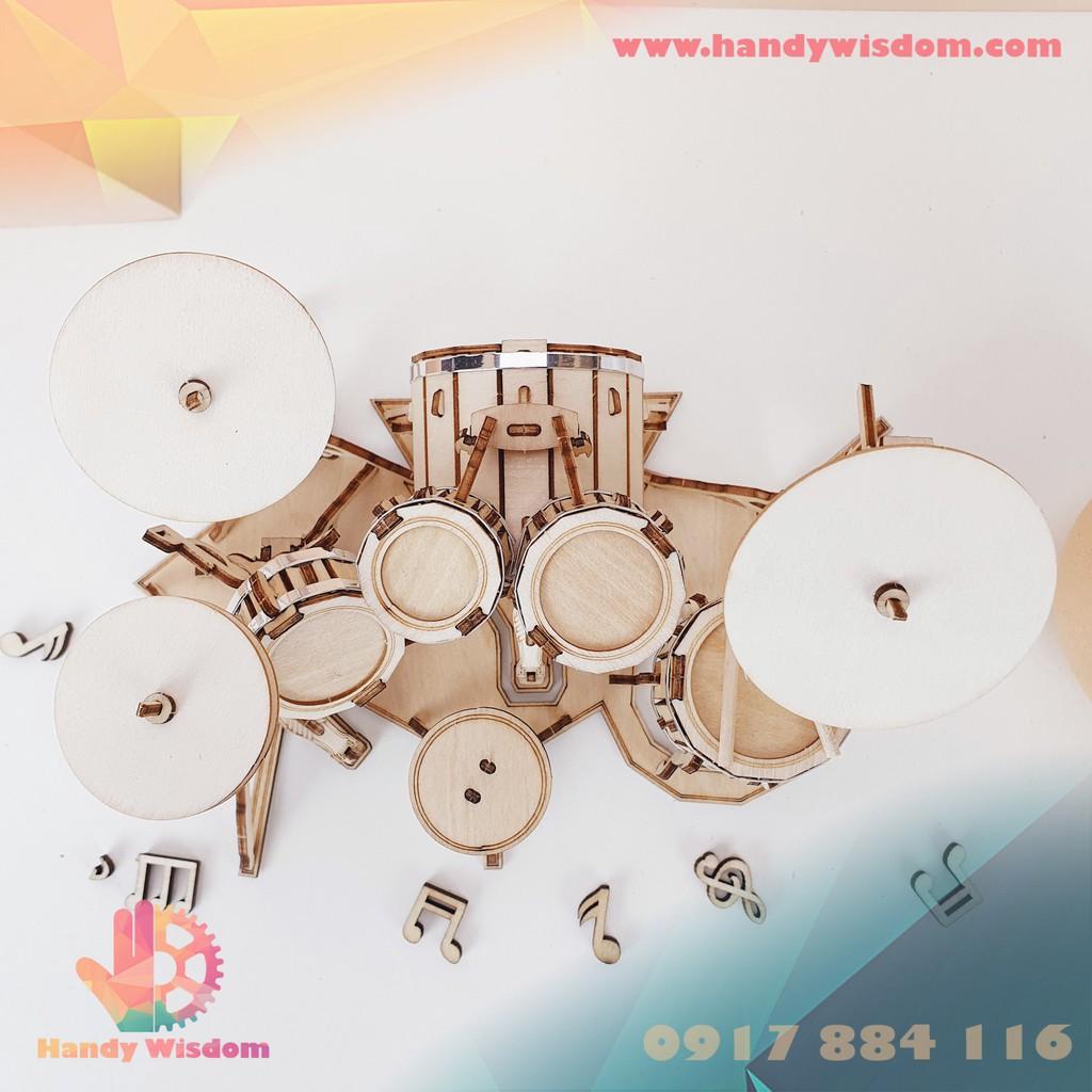 Mô hình lắp ghép gỗ Rolife - Bộ dàn trống - Robotime Drum Kit TG409