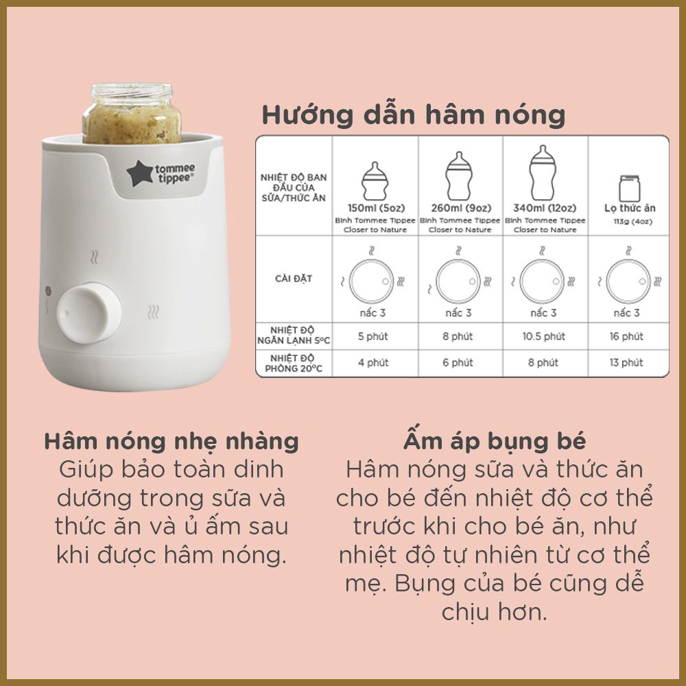 Máy hâm sữa và thức ăn cho bé Tommee Tippee Easi-Warm