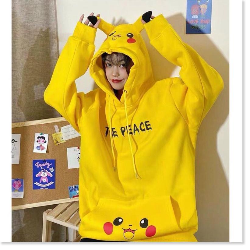 Áo hoddies pikachu form rộng có mũ cực đẹp