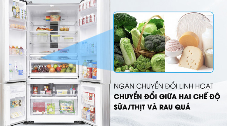 Ngăn chuyển đổi vô cùng linh hoạt - Tủ lạnh Hitachi Inverter 640 lít WB800PGV5 GBK Ngăn chuyển đổi vô cùng linh hoạt - Tủ lạnh Hitachi Inverter 640 lít WB800PGV5 GBK