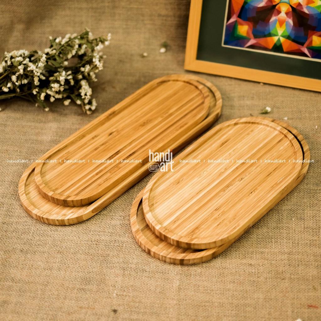 Khay gỗ tre Oval - Khay tre tự nhiên - Khay tre đựng thức ăn