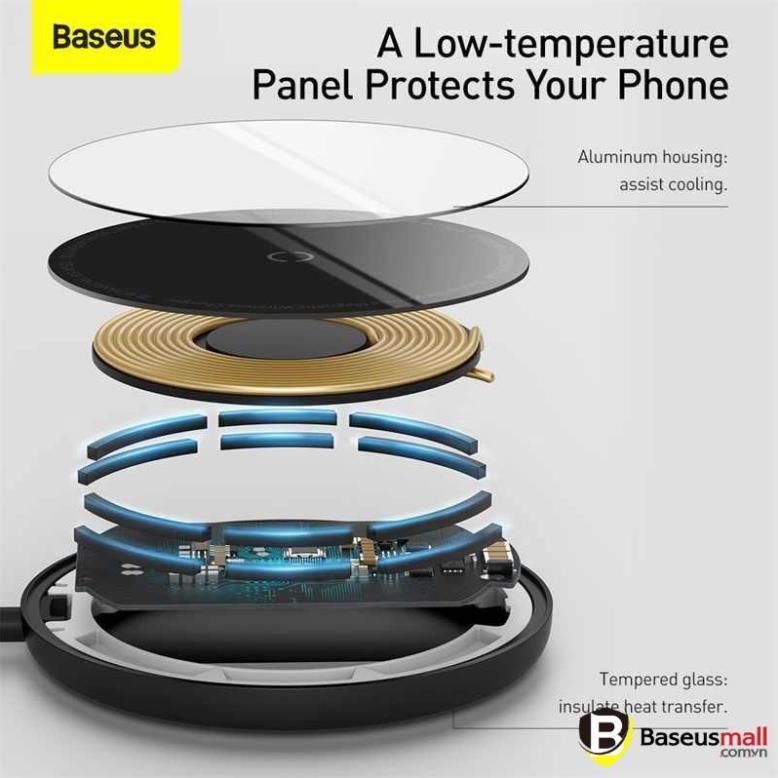 Đế sạc không dây nam châm Baseus Simple Mini Magnetic Wireless Charger - Hàng chính hãng