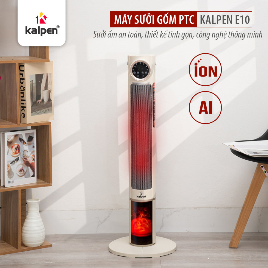 Máy sưởi gốm PTC Kalpen E10 ion diệt khuẩn 2200W kèm khiển từ xa - Hàng chính hãng