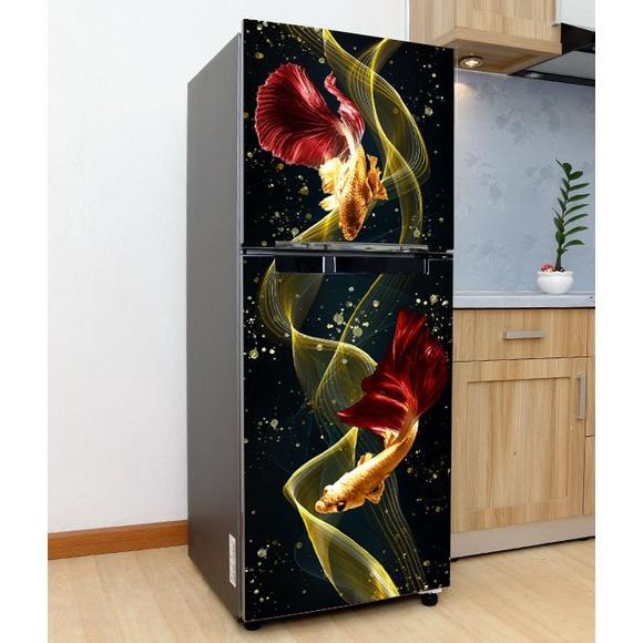 DECAL DÁN TỦ LẠNH MẪU CÁ KOI ĐUÔI ĐỎ ĐẸP - BỀN - SANG
