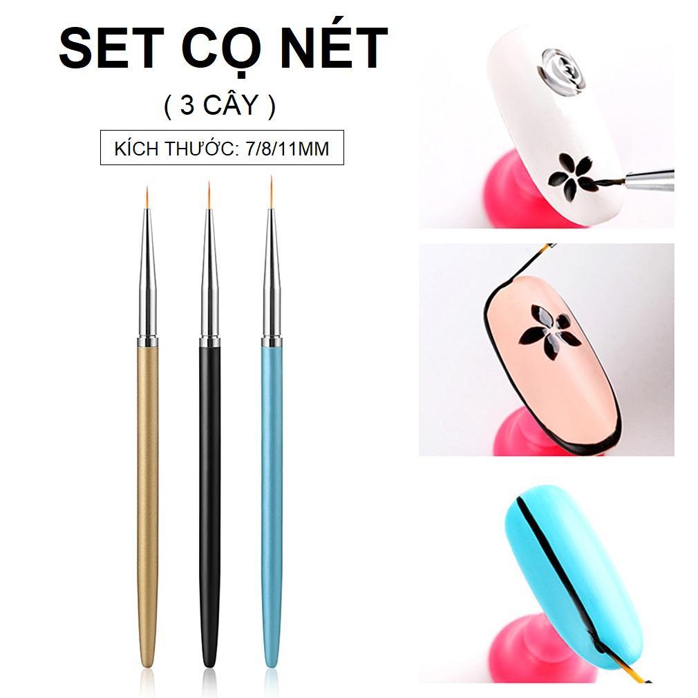 Set Cọ Nét 3 Cây Vẽ Móng | Kích Thước 7/8/11mm