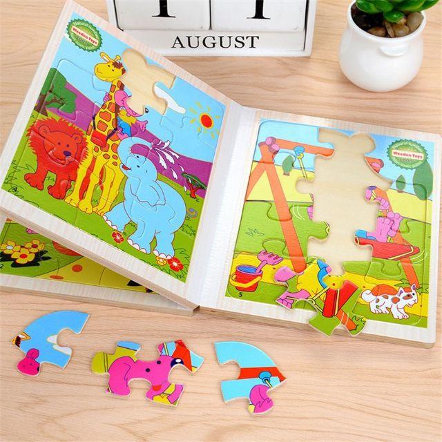 Đồ chơi sách gỗ ghép hình xếp được 6 tranh bằng gỗ - đồ chơi xếp hình puzzle thông minh