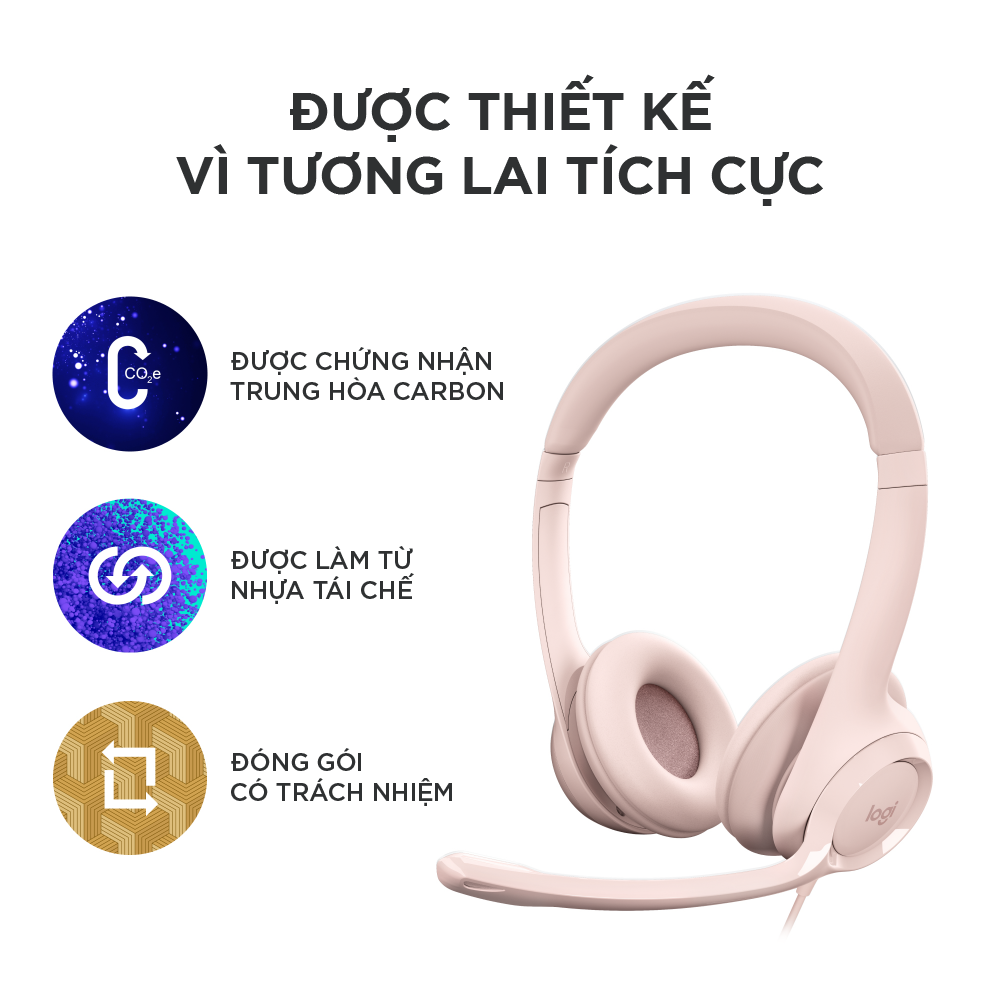 Tai nghe có dây Logitech H390 dành cho PC, Laptop, âm thanh nổi với Micrô khử tiếng ồn, USB-A, các nút điều khiển trên dây - Hàng chính hãng