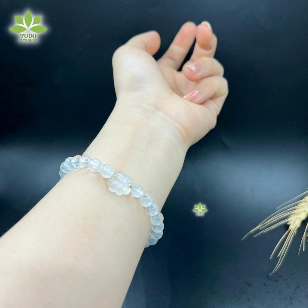 Vòng Tay Nữ Đẹp - Vòng Phong Thủy Mệnh Kim Thủy TUDO VCVMOON AU10K Charm Cỏ 4 Lá B26K800