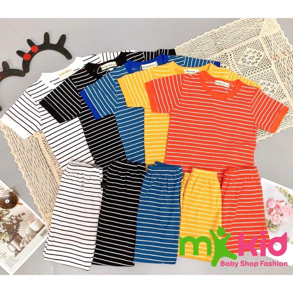 Bộ Tay Ngắn, Quần Dài THUN LẠNH MINKY MOM Sọc Kẻ Ngang Dễ Thương Cho Bé Trai bé Gái