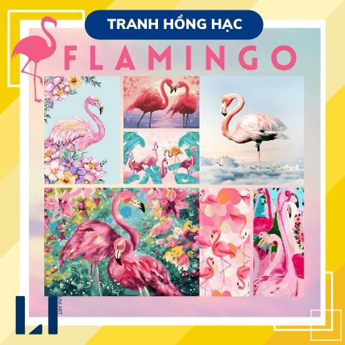 Tranh sơn dầu số hoá có khung - Tranh tô màu theo số hồng hạci