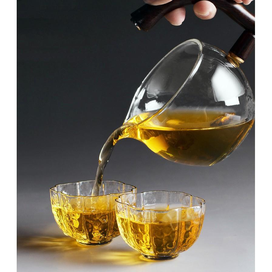 Bộ ấm trà Kung Fu phong cách Nhật Bản BOROSILICATE & WOOD 6cup