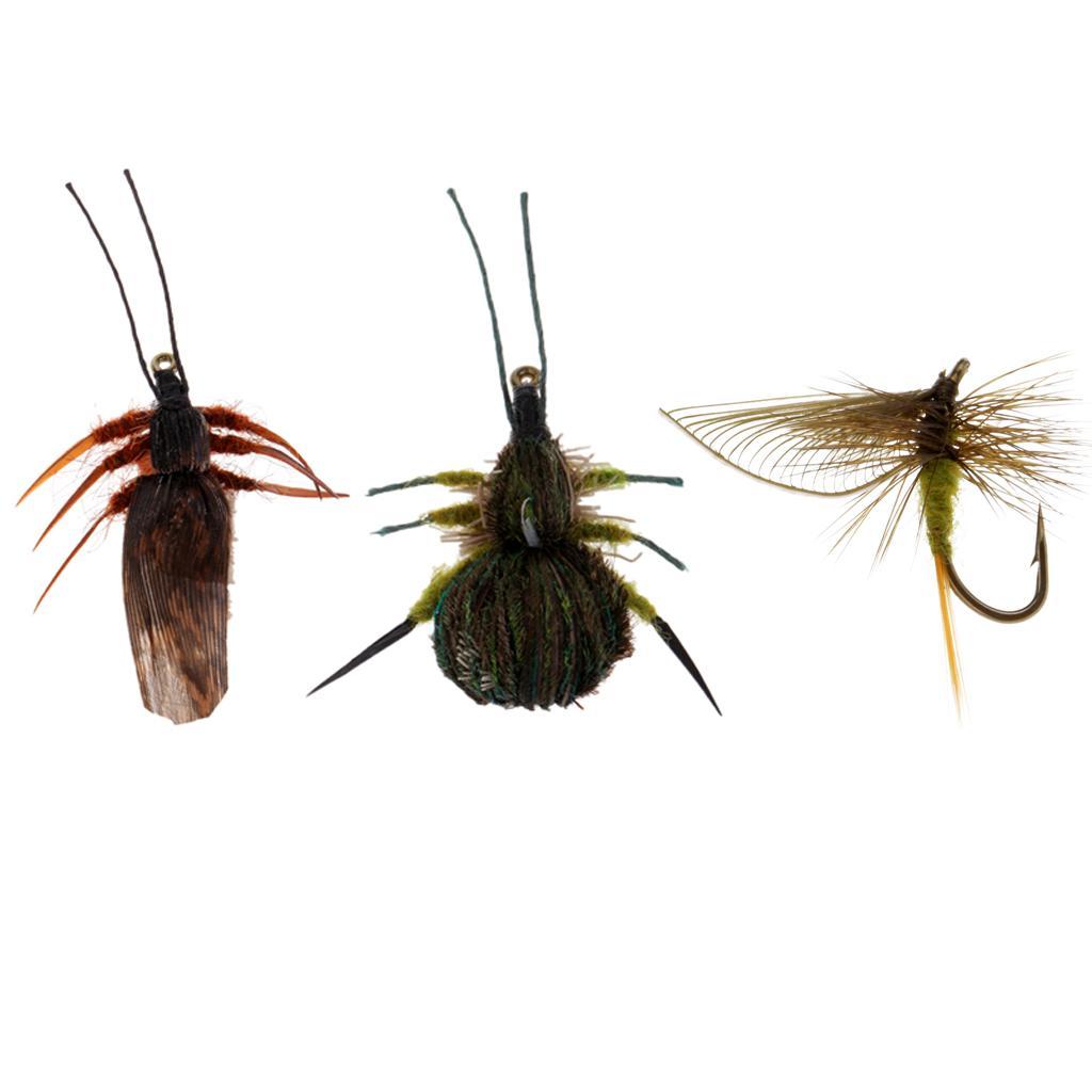 Fly Fishing Lure Flies Bass Salmon Trout Simulation Hand-tied Insects Baits Floating Flies Lures