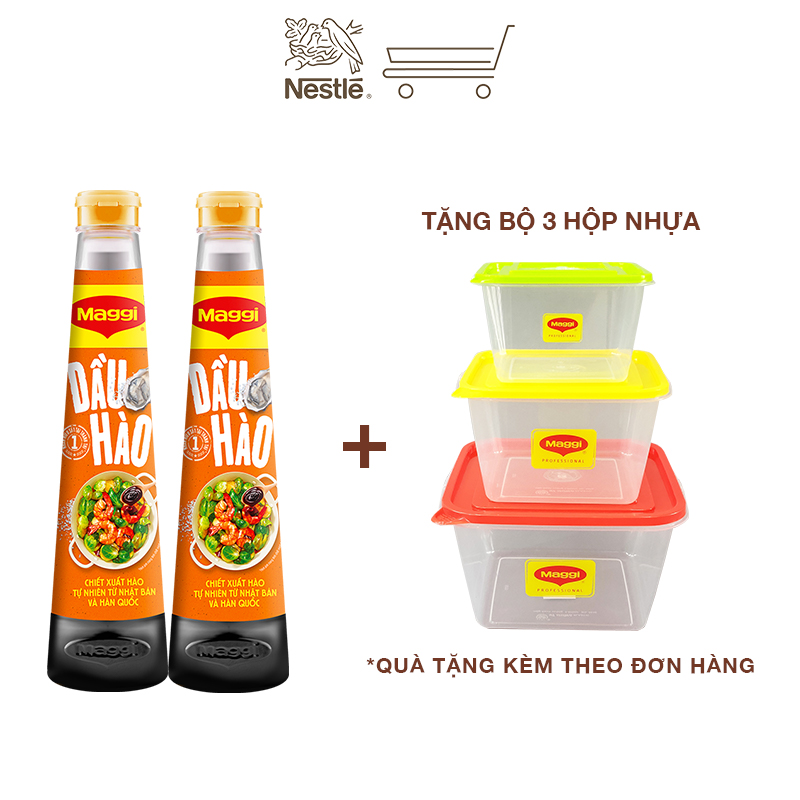 [Tặng bộ 3 hộp nhựa] Combo 2 chai dầu hào Maggi chai 820g