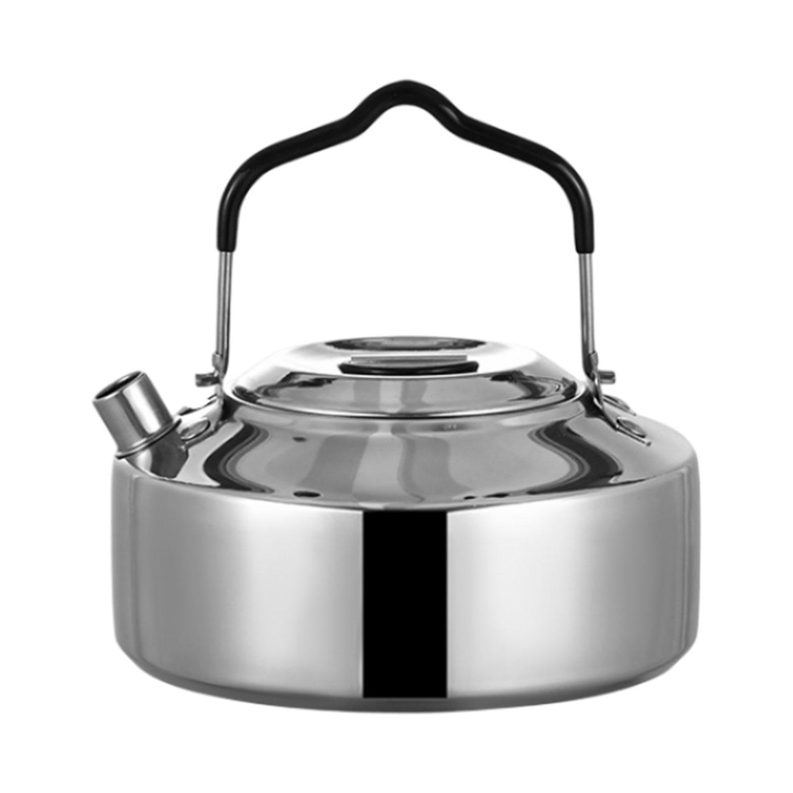1L Camping Kettle Water Boiler Coffee Pot Easy to Clean Stainless Steel Tea Kettle Tea Pot for Cooking Mountaineering Picnic Hiking Barbecue