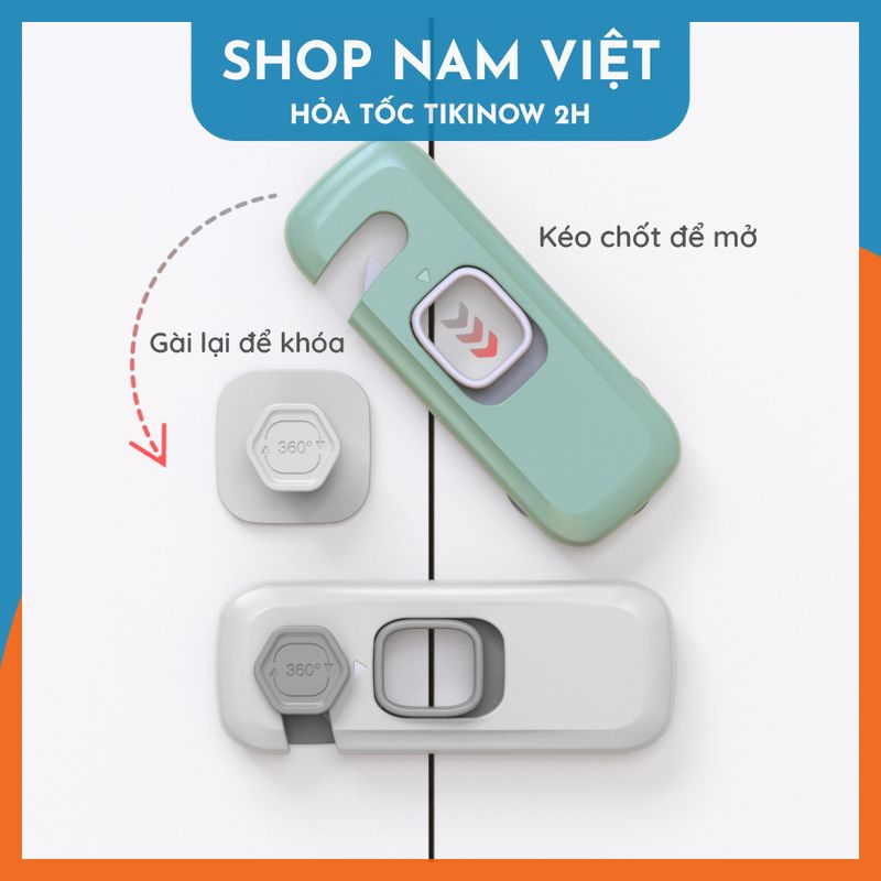 Khóa Tủ An Toàn Cho Bé Xoay 360 Độ, Khóa Tủ Lạnh, Bếp, Hộc Bàn Chống Kẹt - Chính Hãng NAVIVU