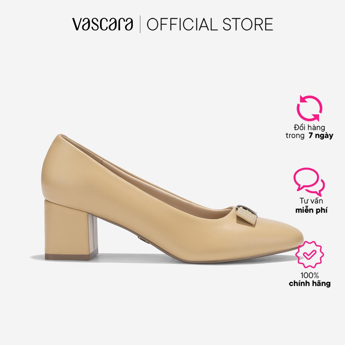 Vascara Giày Bít Mũi Tròn Nhấn Nơ Trang Trí - BMN 0662