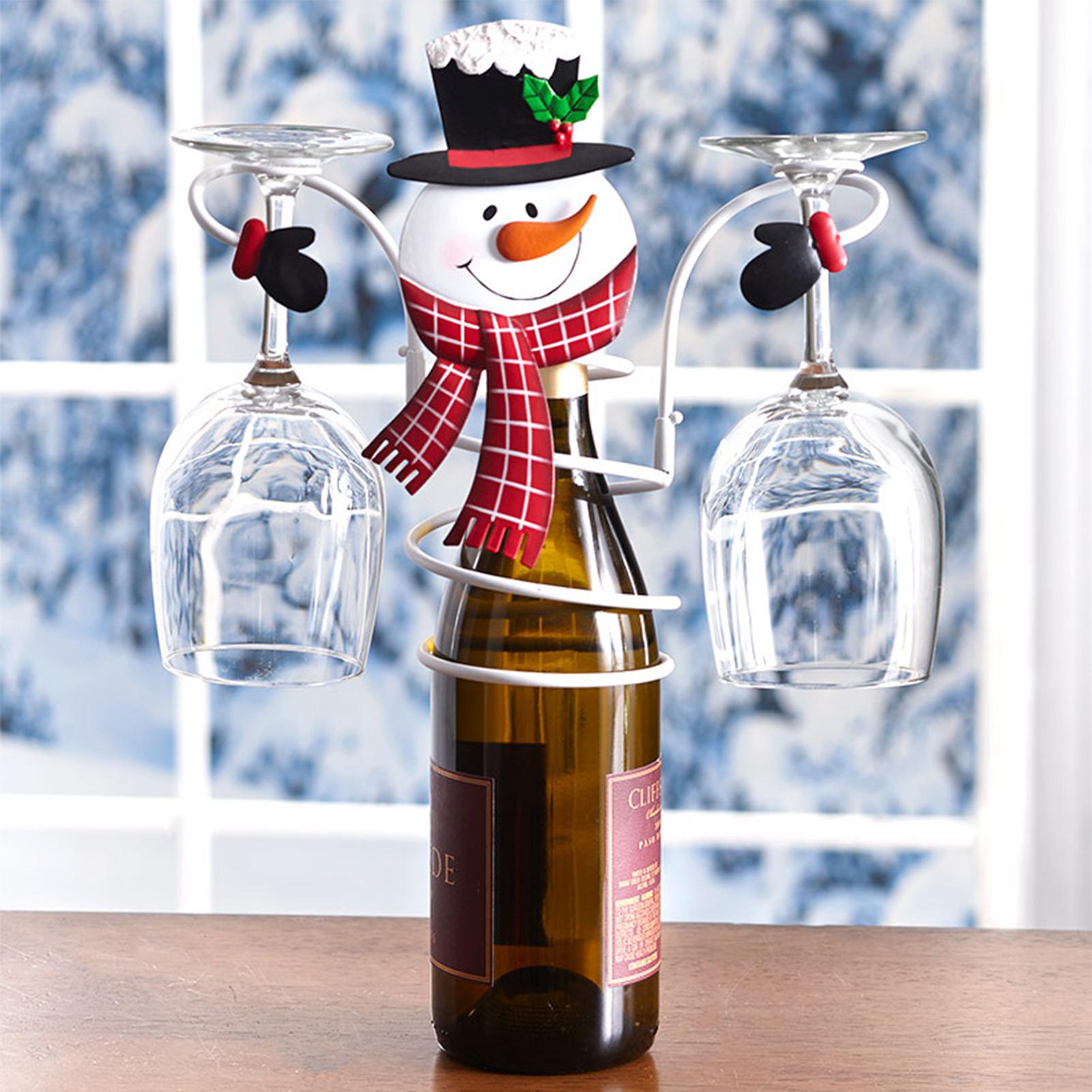 Phụ kiện giữ bình rượu vang trang trí người tuyết mùa đông cho tiệc giáng sinh