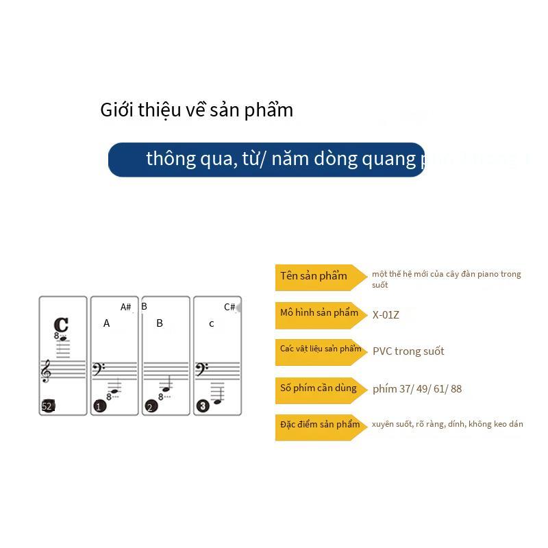 Nhãn dán quy mô đàn piano trong suốt chữ X-01Z thuận lợi nhất Nhãn dán phím đàn piano điện tử 37 phím 49/61/88 phím đàn piano điện