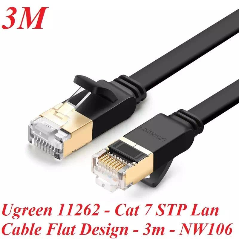 Ugreen UG11262NW106TK 3M màu Đen Cáp mạng LAN CAT 7 ftp dây dẹp - HÀNG CHÍNH HÃNG