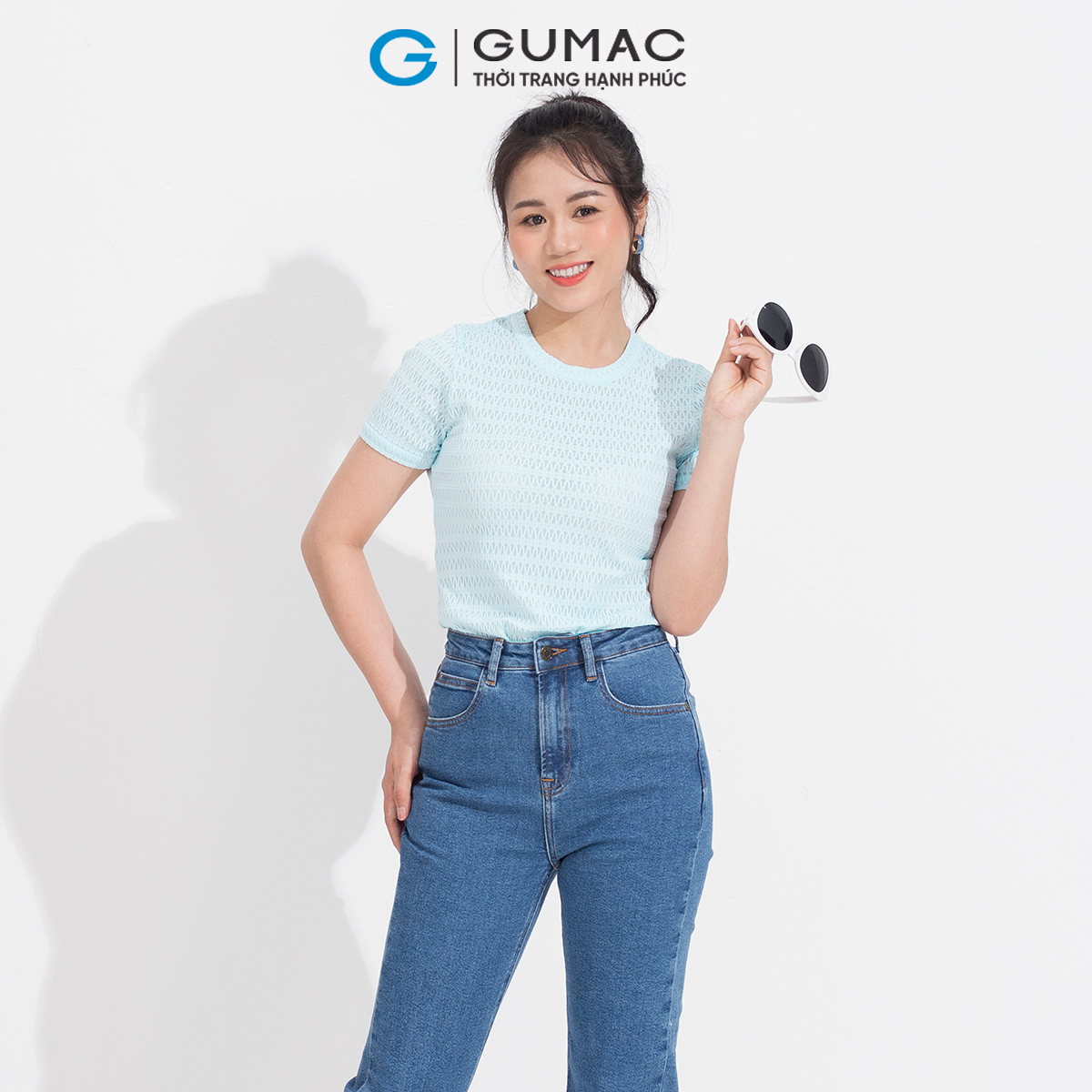 Áo thun dệt họa tiết GUMAC ATD05037