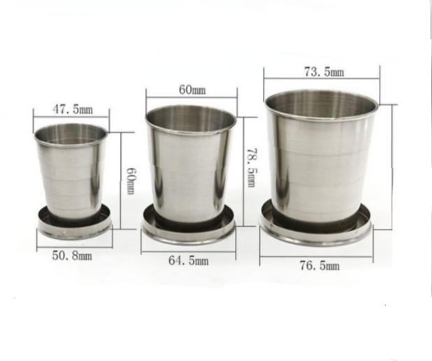 Ly inox, Cốc cá nhân xếp gọn thông minh 3 cỡ