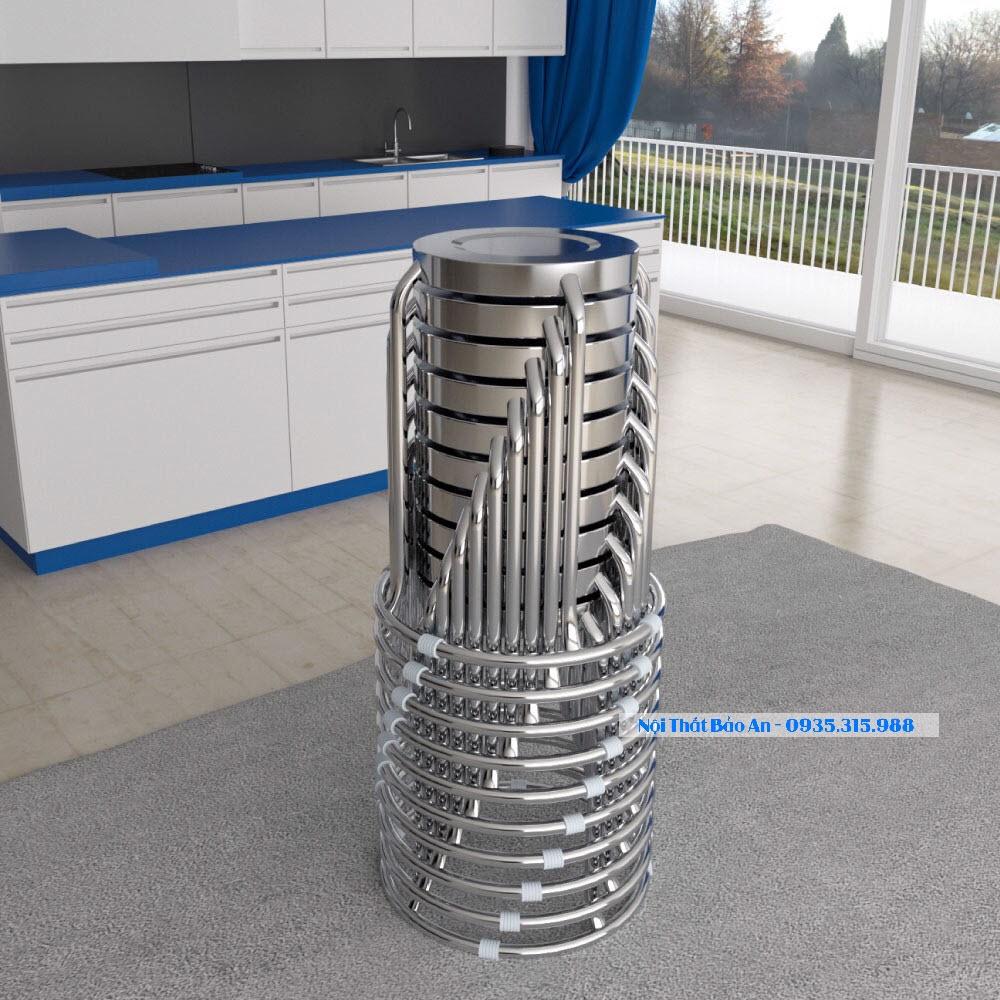 Ghế đẩu inox chân cao Bảo An loại tốt