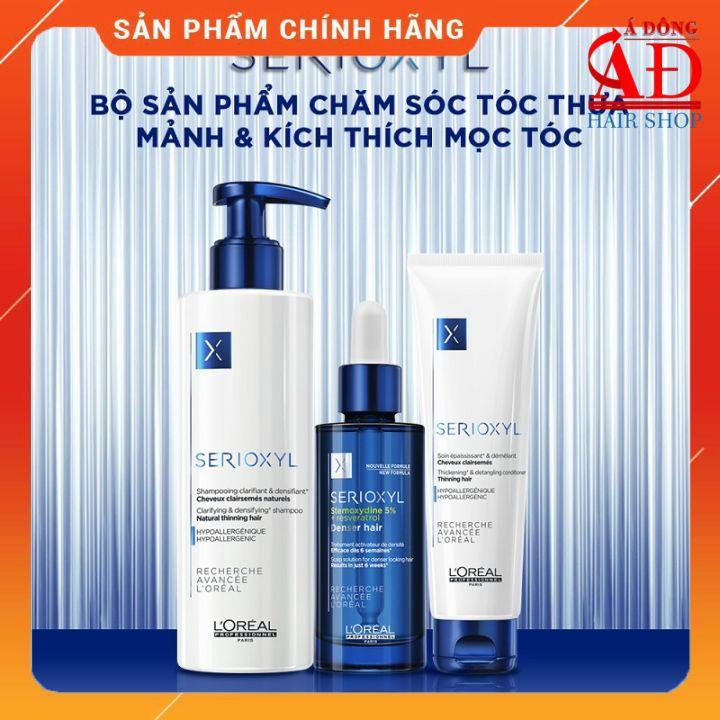 BỘ DẦU GỘI XẢ LOREAL SERIOXYL LÀM DÀY TÓC 250ML/150ML VÀ TINH CHẤT MỌC TÓC DENSER HAIR 90ML