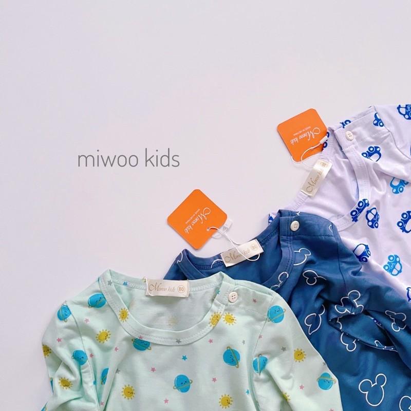 BỘ DÀI TAY NÚT VAI MIWOO KID THUN LẠNH HOẠ TIẾT ĐÁNG YÊU CHO BÉ TỪ 8-19kg