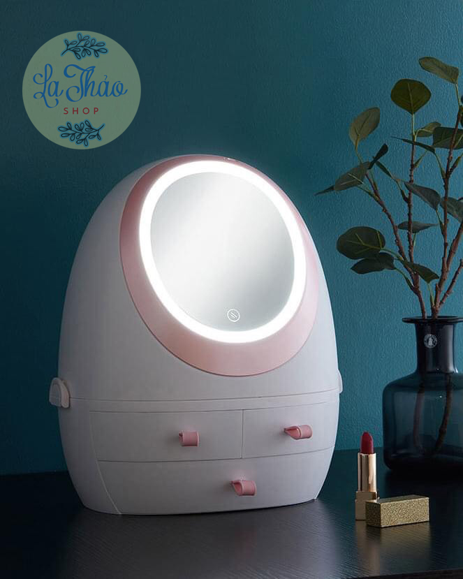 Hộp gương HD đèn led cao cấp đựng mỹ phẩm chống bụi và ẩm mốc