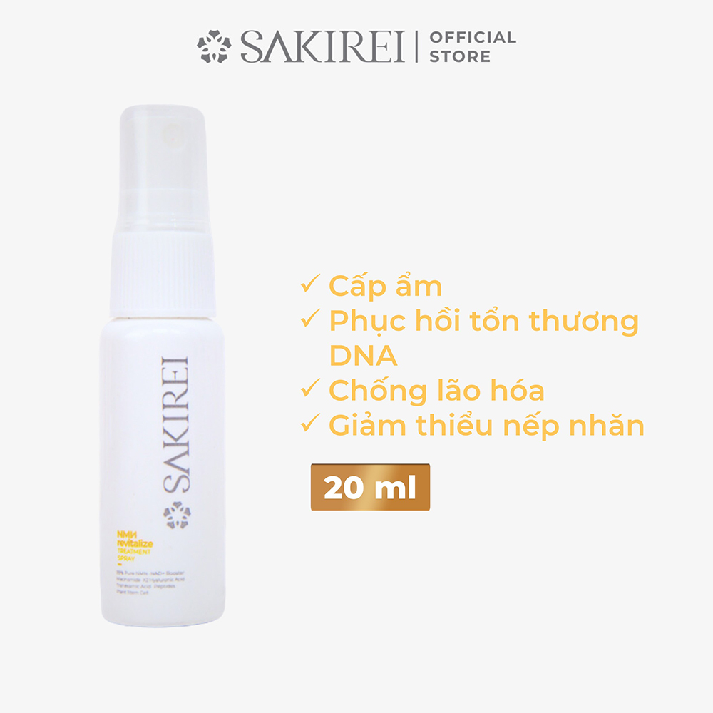 Xịt NMN &amp; HA chống lão hóa, cấp ẩm, phục hồi tế bào da Sakirei NMN Revitalize Treatment Spray 20ml