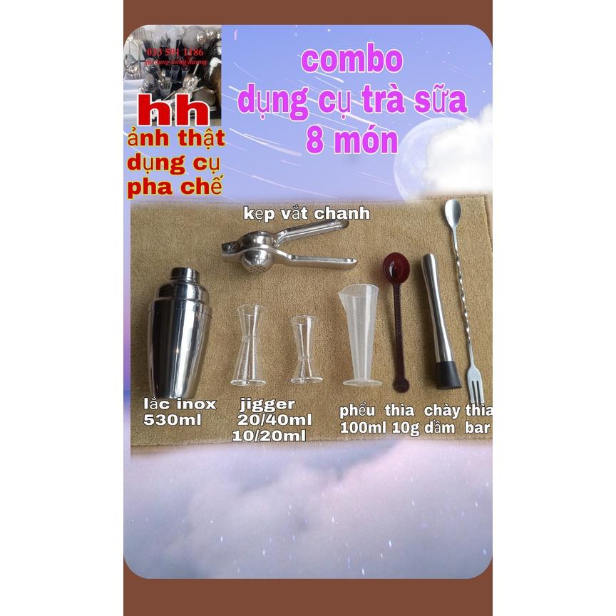 Hình ảnh Combo 8 món dụng cụ pha chế cần thiết giá chuẩn cho quầy bar pha chế trà sữa, bartender