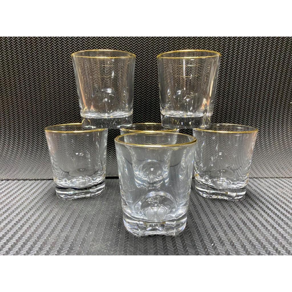 Bộ 6 cốc uống nước thủy tinh trơn viền vàng