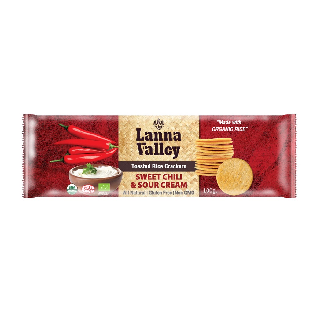 Bánh Gạo Hữu Cơ Lanna Valley (100g) - Organic Rice Cracker - Vị Truyền Thống, Vị BBQ, Vị Phô Mai, Vị Chua Cay